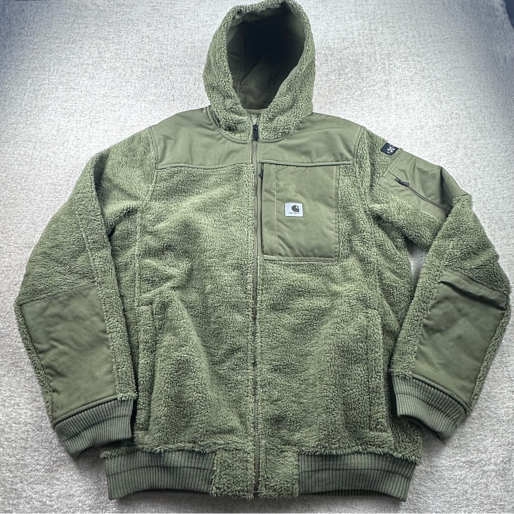 Carhartt Yukon Extremes Fleece Jacket Men L Tall Large Olive Wind Fighter 104467